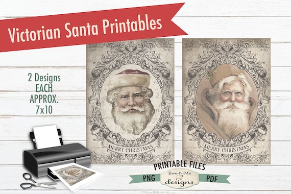 Printable Victorian Santa Images - Vintage Santa Printables - Santa Sublimation Designs