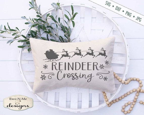 Christmas SVG - Reindeer Crossing SVG - Reindeer svg - Santa Sleigh svg - Snowflake SVG - Commercial Use svg, dxf, png and jpg