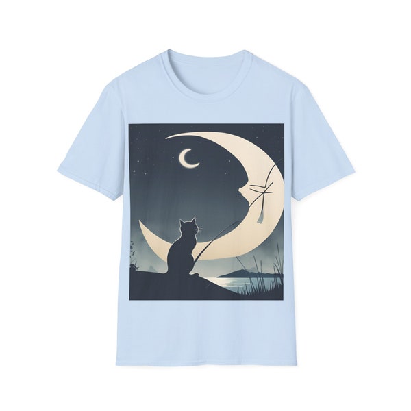 Unisex Softstyle T-Shirt cat and moon