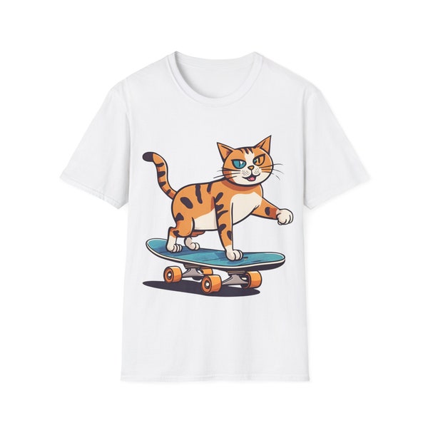 Unisex Softstyle T-Shirt Gato sobre patineta