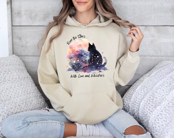 Moon And Stars Hoodie, Stars Hoodie, Magical Stars Hoodie, Star Mystic Hoodie, Space Hoodie/Sweater, Black Cat Hoodie/Sweater, Cat Hoodie