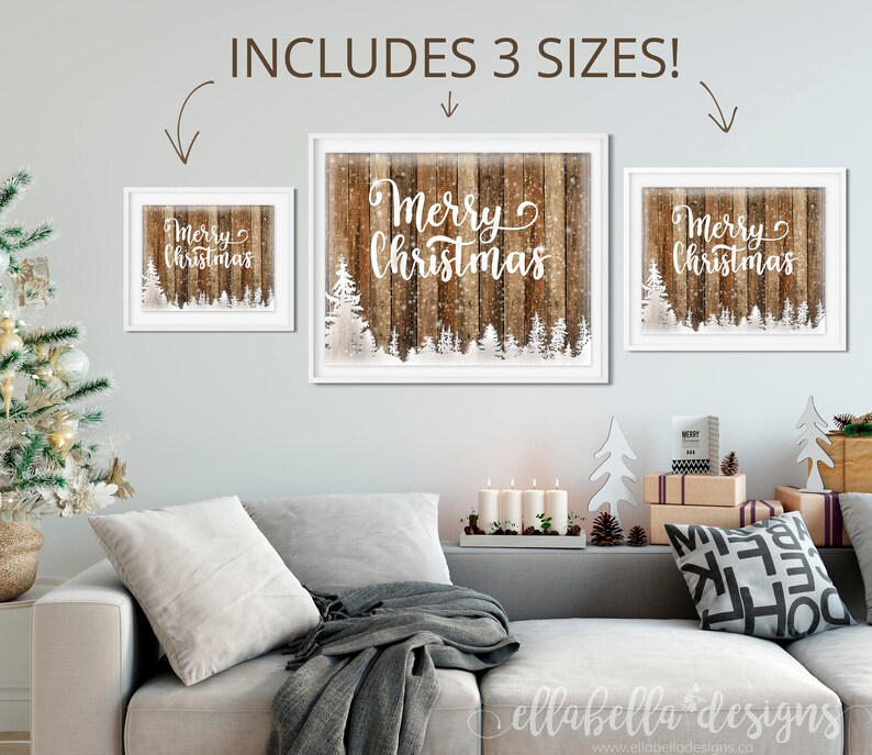 Merry Christmas Trees Wood Pallet Winter Wonderland Wall Art Etsy