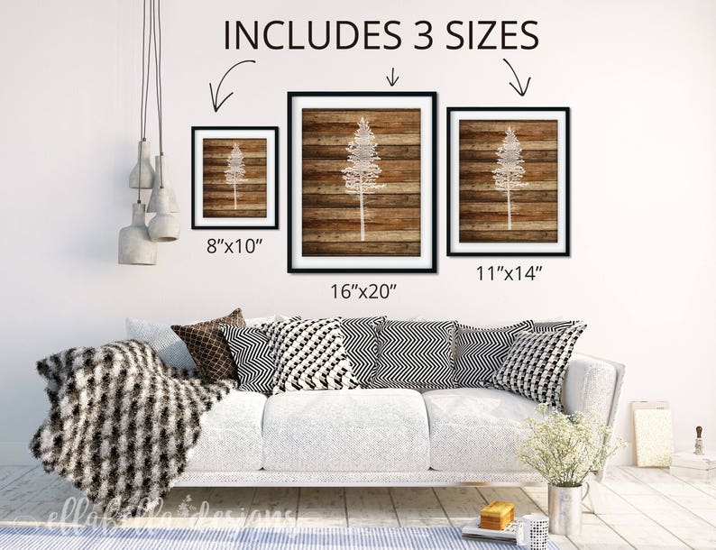 Fir Tree Silhouette Wood Pallet Wall Art DIGITAL PRINTABLE Etsy