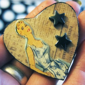 Wooden Heart Pin/Brooch