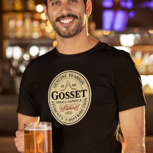 Gosset Stout Soft Cotton Unisex T-shirt | Gift for Beer Loving Statisticians | Emblem Featuring Student's T-Test for Small Samples in black