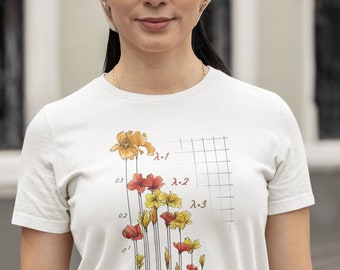 Le Puissant Poisson (Mighty Poisson Distribution) Unisex T-shirt | Gift for Art-Loving Statisticians | Watercolor & Ink Flowers on a Graph