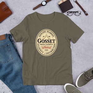 Gosset Stout Soft Cotton Unisex T-shirt | Gift for Beer Loving Statisticians | Emblem Featuring Student's T-Test for Small Samples in army