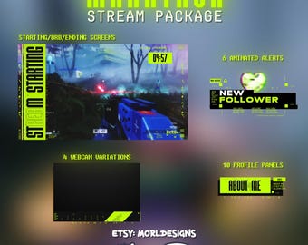 Marathon Stream Package. Twitch, YouTube, Kick, Overlay assets