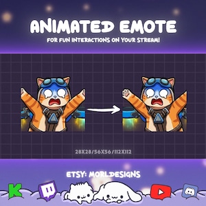 Animerad Jetpack-katt - Panik - Overwatch animerad emote. Twitch, Discord, Youtube, Kick (digital nedladdning)