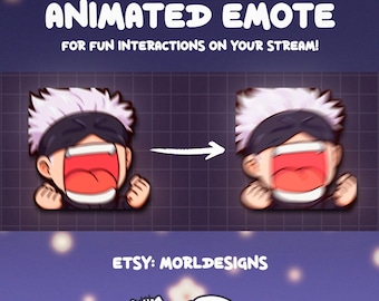 SATORU GOJO SCREAM Animated Emote: Twitch/Discord/YouTube, stream gif
