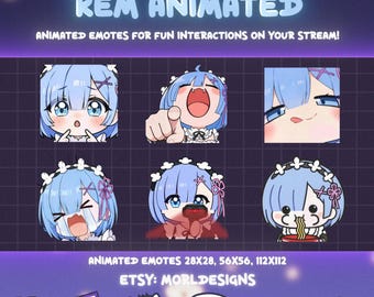 REM Re:Zero - Animated Emotes Pack. Twitch, Discord, Youtube, Kick (Digital Download)