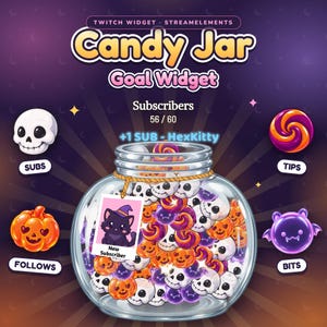 Twitch Goal Widget – Halloween Candy Jar for StreamElements, Animated OBS Overlay