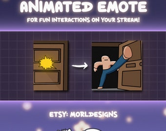 Door Kick Animated Emote: Funny Twitch/Discord/Youtube/Kick, stream gif