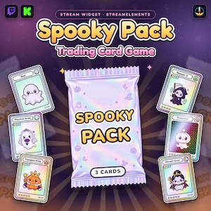 Halloween TCG Card Pack Widget for Twitch and Kick, Trading Chat Game (StreamElements)