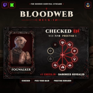 Dead by Daylight Check-in Widget for Twitch, DBD Viewer Loyalty Bloodweb, StreamElements Stream Overlay