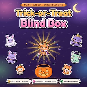 Halloween Twitch Blind Box Widget, Spooky Critter samlarspel (StreamElements Overlay)