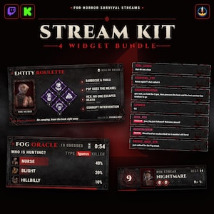 Dead by Daylight Widget Bundle for Twitch and Kick, Chat, Perk Roulette, Killer Guess