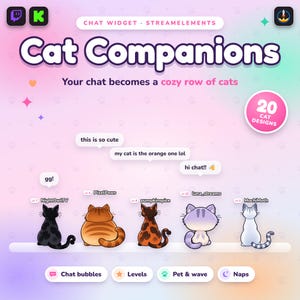 Cat Chat Widget for Twitch and Kick, Interactive Audience with Bubbles and Levels (StreamElements)