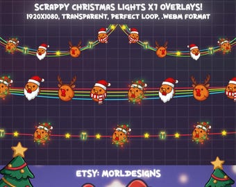 ARC Raiders Christmas Lights - Scrappy. Twitch overlay | Vtuber Assets | Stream Decoration | Kick, Youtube, Holidays