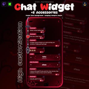 Vampier-chatwidget voor Twitch en Kick, gotische telefoonoverlay met meldingen (StreamElements)