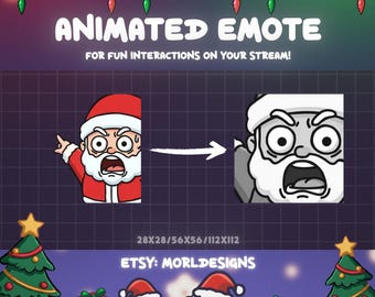 Animated Panic Santa Emote: Twitch, Discord, YouTube, Stream gif - Christmas stream assets, New Year