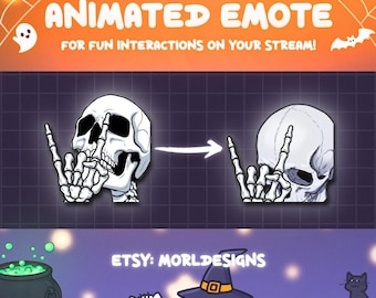 ROCK SKELE Animated emote, Halloween. Twitch/Discord/Kick/Youtube, stream gif