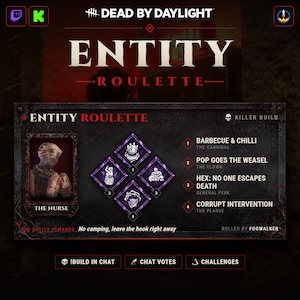 Dead by Daylight Perk Roulette Widget for Twitch and Kick, Random Build Generator (StreamElements)