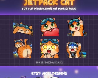 Overwatch Jetpack Cat - Animated Emotes Pack. Twitch, Discord, Youtube, Kick (Digital Download)