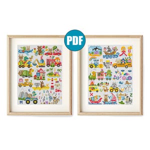 Alfabeto Animal Bebê ponto cruz padrão pdf #80 Ponto cruz berçário Ponto cruz animal decoração quarto meninos e meninas carros escavadeira princesa