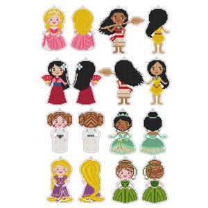 Princess cross stitch pattern pdf #119. 120 Moana Aurora Tiana Anna Pocahontas Mulan Liae Rapunzel Princess Plastic canvas Tale DIY