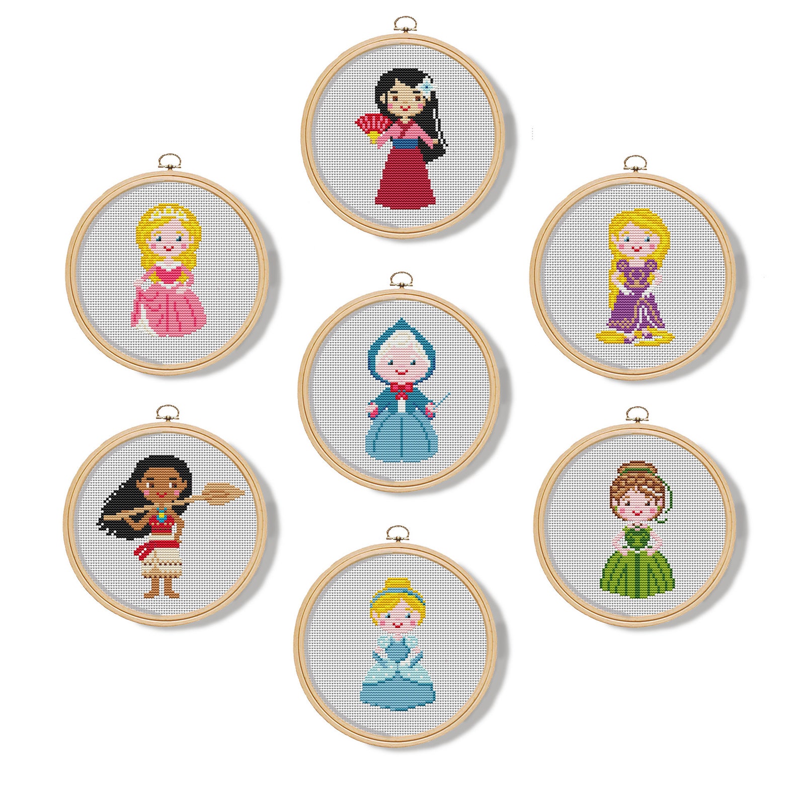 Princess Cross Stitch Pattern Pdf #121 and 122 Ariel Aurora Tiana ...