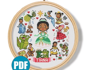Tiana la princesse et la grenouille grille de point de croix pdf #181 Naveen Louis Ray La place de Tiana grille de point de croix Tiana princesse maman Odie