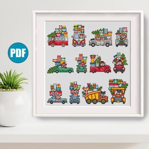 Christmas cars cross stitch pattern #103 pdf Christmas gift Christmas tree Marry Christmas Holidays  Christmas ornament DIY gift epattern