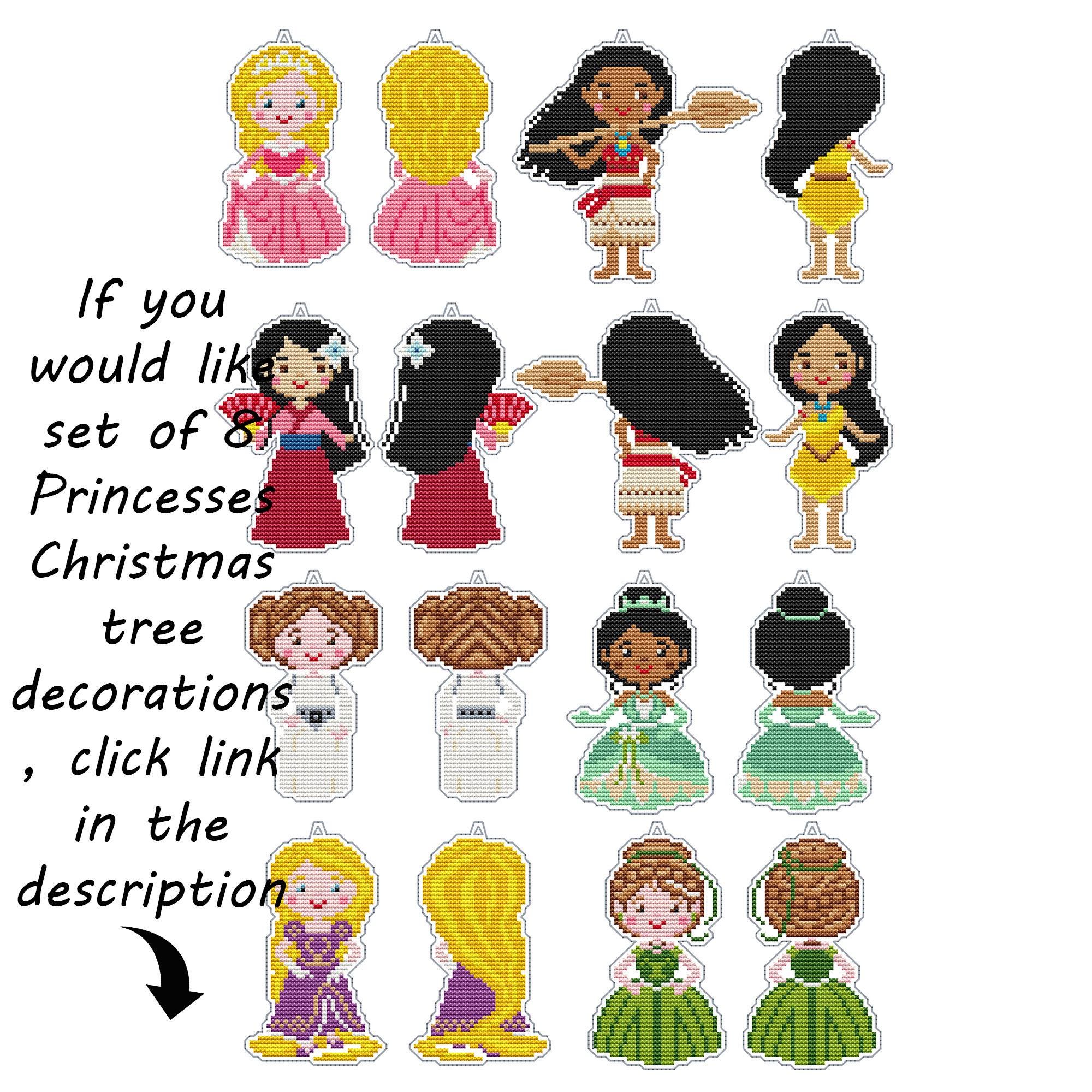 Princess Cross Stitch Pattern Pdf #121 and 122 Ariel Aurora Tiana ...