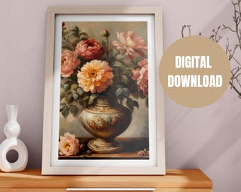 Vintage Flower Wall Art Print | Botanical Floral Artwork for Home Decor | Antique-Inspired Nature Print