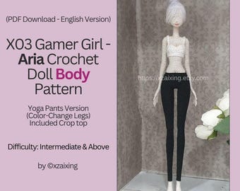 Crochet Doll Body Pattern – Gamer Girl Aria (PDF Download, English, Outfit pattern not included)