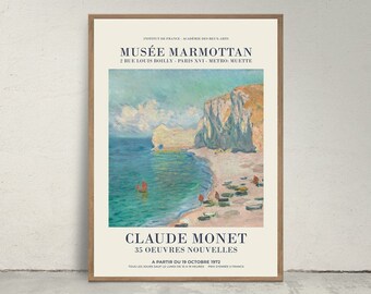 Claude Monet Poster, Etretat The Beach and the Cliff of Amont Poster, Vintage Poster, Wall Art, Wall Decor, Paris Vibe Poster Wall Art