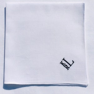 PERSONALIZED EMBROIDERED  Men&#39;s Handkerchief with Intitals