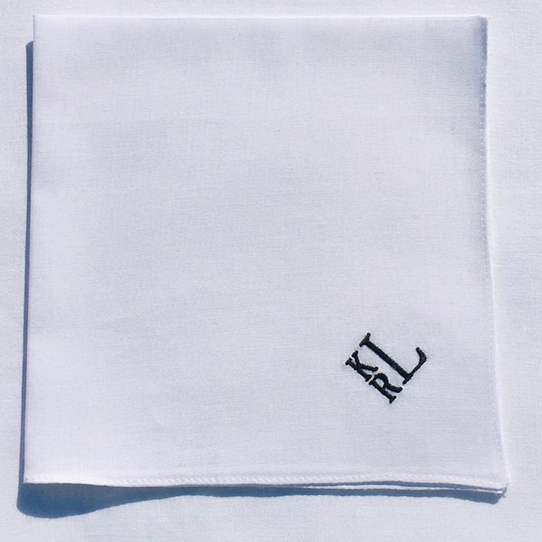 PERSONALIZED EMBROIDERED  Men's Handkerchief with Intitals