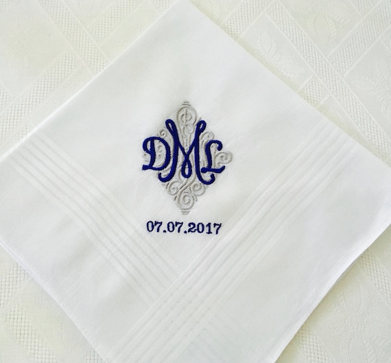 Personalized EMBROIDERED Mans Handkerchief With Three Letter | Etsy