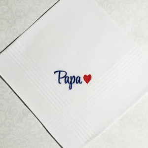 PERSONALIZED EMBROIDERED  Men&#39;s HANDKERCHIEF  with Name/Phrase Christmas tree or red heart Valentine&#39;s Day Birthday Mans Hanky Mans Gift