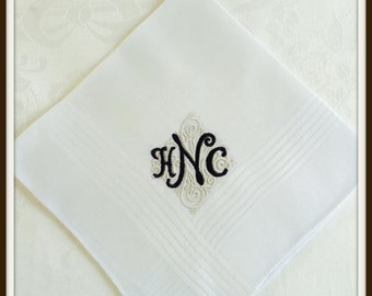PERSONALIZED EMBROIDERED Monogrammed Man's Handkerchief