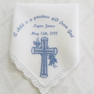 Personalized Embroidered Baptism Handkerchief