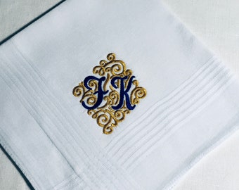 PERSONALIZED EMBROIDERED Monogrammed Man's Handkerchief