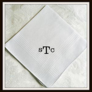 PERSONALIZED EMBROIDERED  Mens Handkerchief with Monogram