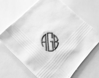 PERSONALIZED EMBROIDERED  Mans Handkerchief with Monogram