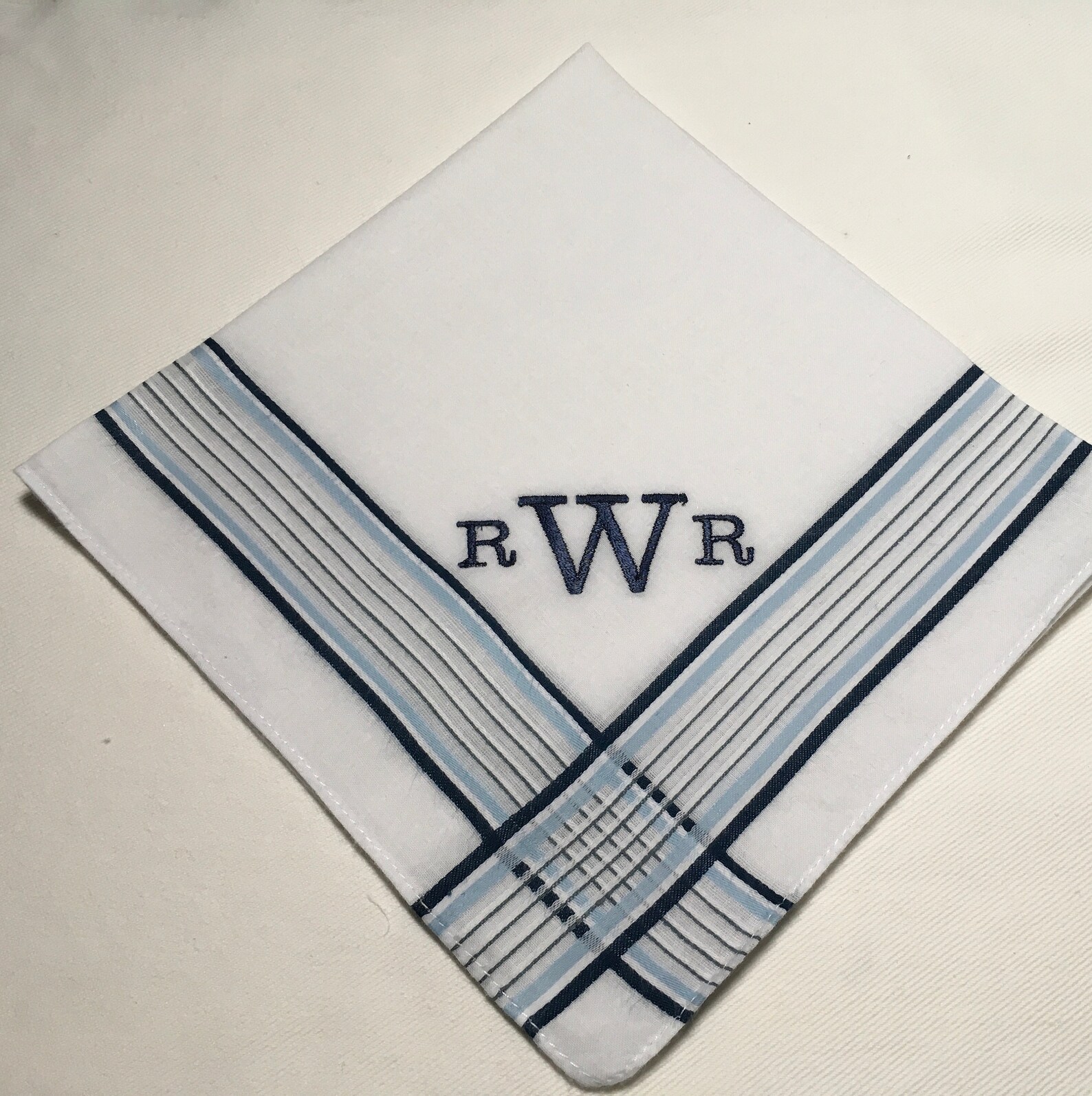 PERSONALIZED EMBROIDERED Mans Striped Handkerchief with Etsy