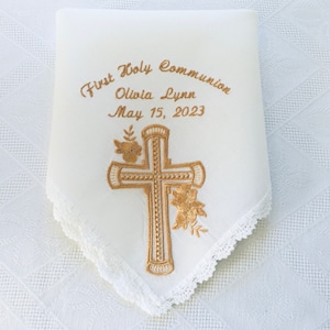 Personalized Embroidered  FIRST COMMUNION Handkerchief