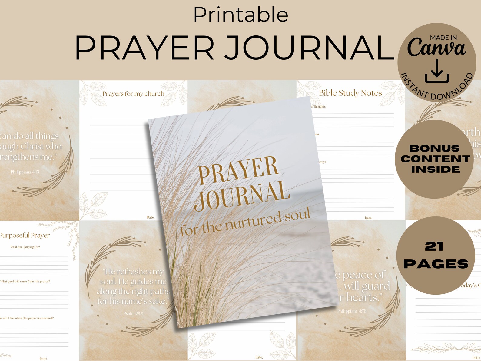 Bible Study Journal Printable Worship Notebook Prayer Daily Devotional ...