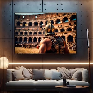 Rome Gladiator Canvas Print - Ancient Rome Wall Art - Colosseum Arena Scene - Historical Warrior Decor.